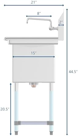 KoolMore 1 Compartment Stainless Steel NSF Commercial Kitchen Prep & Utility - Image 6