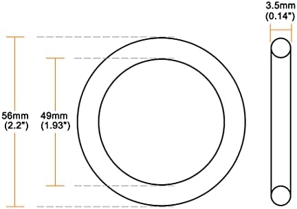 uxcell Nitrile Rubber O-Rings 56mm OD 49mm ID 3.5mm Width, Metric Nitrile - Image 3