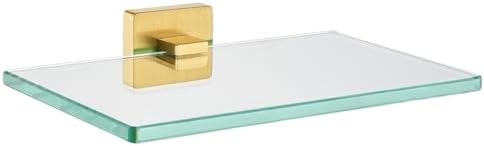 JQK Bathroom Glass Shelf Gold, Tempered Glass Shower Storage 8 by 5 inches by Homeimprovement