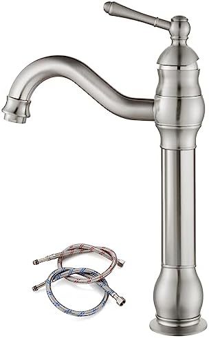 gotonovo Vintage Bathroom Vessel Sink Faucet, Brushed Nickel, No Drain by HOME