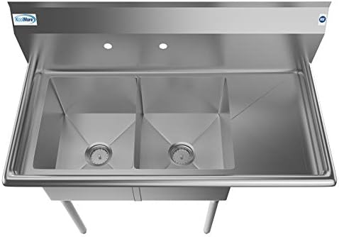 KoolMore 2 Compartment Stainless Steel NSF Commercial Kitchen Prep & Utility - Image 2