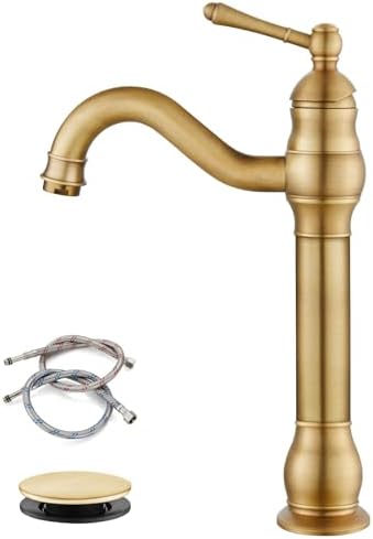 gotonovo Vintage Bathroom Vessel Sink Faucet, Antique Brass, by HOME