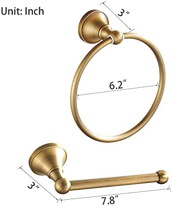 Leyden Antique Brass Toilet Paper Holder Towel Ring, Brass Hand Towel Holder - Image 3