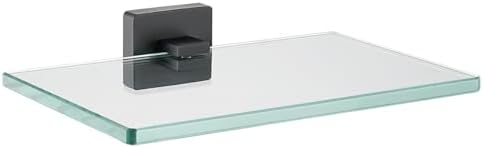 JQK Bathroom Glass Shelf Black, Tempered Glass Shower Storage 8 by 5 inches by Homeimprovement