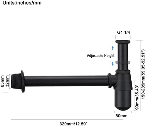 Bathroom Bottle P Trap Waste Pipe 1-1/4 inch Slip Inlet Drain, Lavatory - Image 4