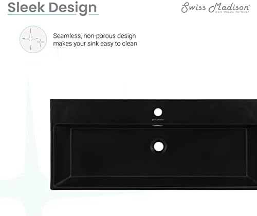 Claire 40” Rectangle Wall-Mount Bathroom Sink in Matte Black - Image 5
