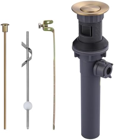 Bathroom Sink Drain with Lift Rod, Brushed Gold Sink Drain with Overflow by ARCORA