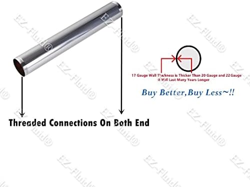 EZ-FLUID Heavy Duty Commercial 1-1/2"OD x 12-In 17GA Chrome Brass Tubular - Image 2