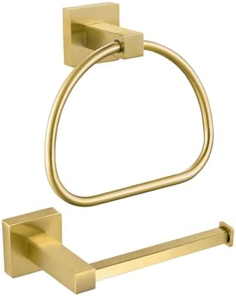 Leyden Gold Toilet Paper Holder Hand Towel Holder, Brushed Brass Toilet Roll by Leyden