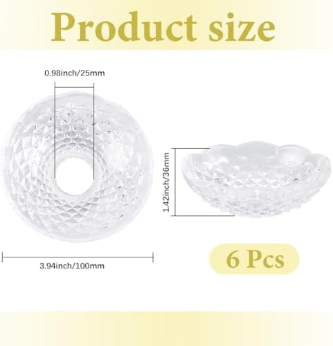 GORGECRAFT 6Pcs Faceted Chandelier Bobeches Candle Holder Bobeche 4 Side Holes - Image 2