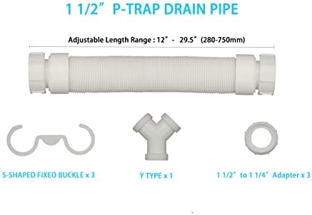 1 1/2" or 1 1/4" Double Bowl Sink Drain, Expandable & Flexible All-in-One - Image 2