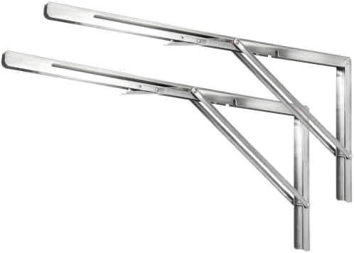 24 Inch Folding Shelf Brackets, 2 Pack Stainless Steel Heavy Duty L Bracket by ANDICEQY