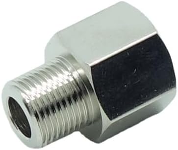 1 Piece 1/4" NPT Pipe Female x M12 x 1 Male Metric Gauge Adapter Brass Nickel - Image 3