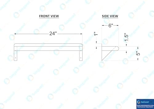 AmGood 6 in. x 24 in. Stainless Steel Wall Mount Shelf - Image 5