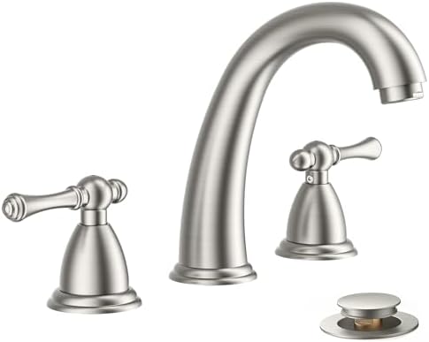 FORIOUS Bathroom Faucet 3 Hole Widespread 8" Sink Faucets Brushed Nickel by FORIOUS