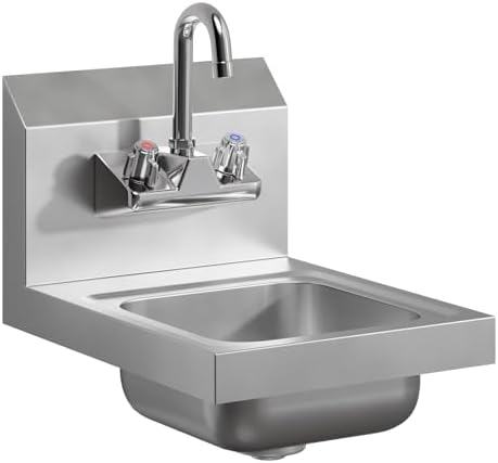 12" x 16" Stainless Steel Hand Sink | Commercial Wall Mount Hand Basin by AmGood
