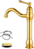gotonovo Vintage Bathroom Vessel Sink Faucet, Polish Gold, by HOME