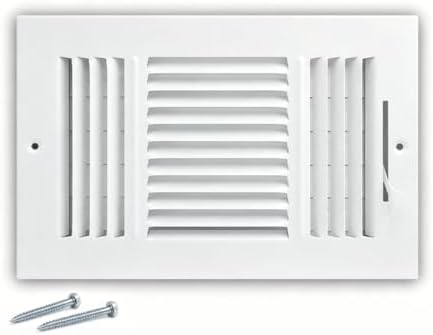 10x6 Inch Duct Opening 3-Way Steel Ceiling Register, Sidewall Air Vent Grille by Unknown