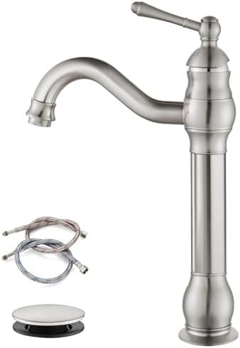 gotonovo Vintage Bathroom Vessel Sink Faucet, Brushed Nickel, by HOME