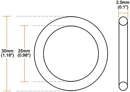uxcell Nitrile Rubber O-Rings 30mm OD 25mm ID 2.5mm Width, Metric Nitrile - Image 3