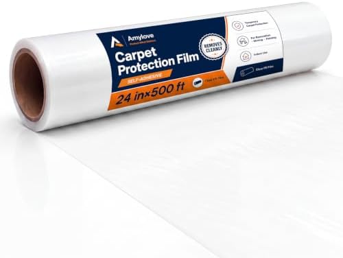 Amylove 24 Inch X 500 ft Carpet Plastic Protection Film, Transparent by Amylove