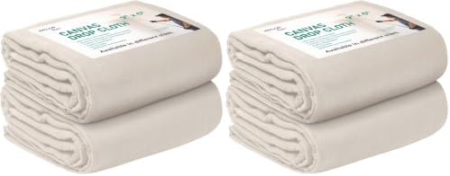 Canvas Drop Cloth for Painting 9x6 feet Pack of 4-8oz Painters Drop Cloths for by Unknown