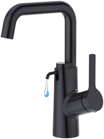 CREA Kitchen Faucets with Soap Dispenser, 360° Swivel Straight Spout Black Bar by CREA
