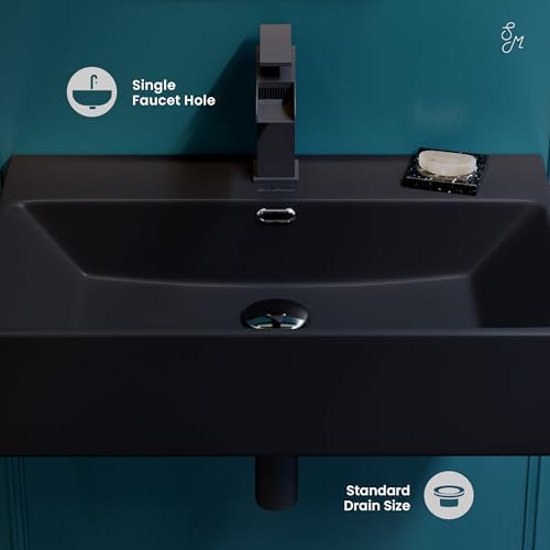 Claire 24” Rectangle Wall-Mount Bathroom Sink in Matte Black - Image 3