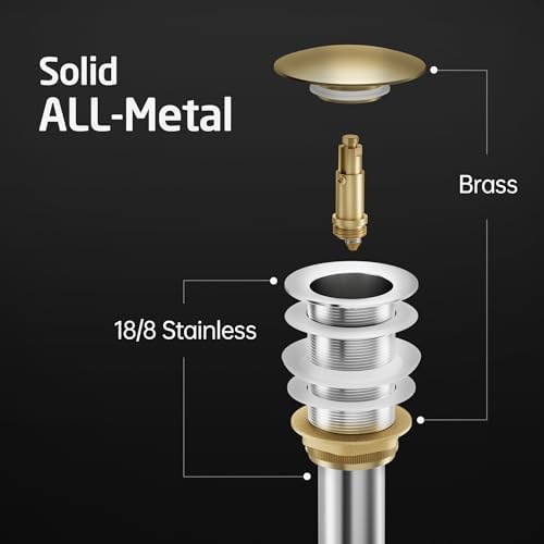 KES Bathroom Sink Drain Without Overflow Vessel Sink Lavatory Vanity Pop Up - Image 2