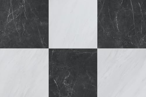 Peel and Stick Floor Tiles | Dark Gray Marble 30 Tiles by FlorExp