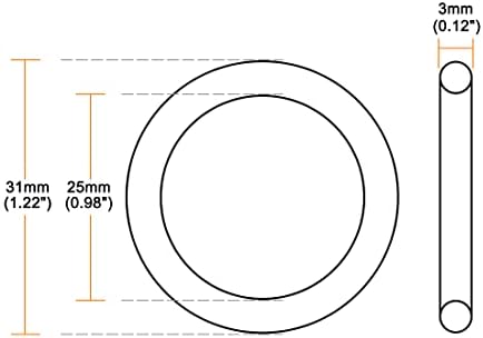 uxcell Silicone O-Ring, 31mm OD, 25mm ID, 3mm Width, VMQ Seal Rings Gasket - Image 2