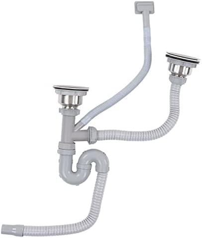 Double Sink Drain Pipe Kit, 1-1/2' Expandable Flexible P-Trap by GLOGLOW