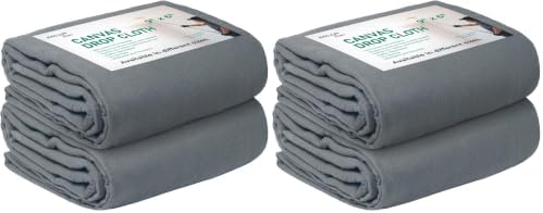 Canvas Drop Cloth for Painting 9x6 feet Pack of 4-8oz Painters Drop Cloths for by Unknown