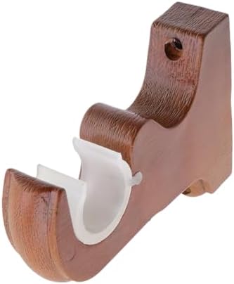 6 Pcs Brown Wood Curtain Rod Brackets Hangers Wooden Rod Holders - Image 5
