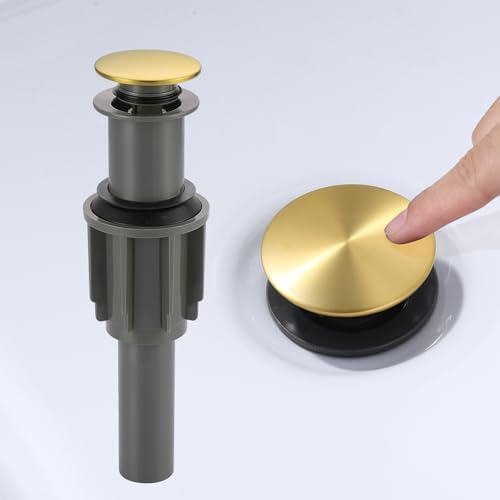 Bathroom Sink Drain Without Overflow, ARCORA Brushed Gold Pop Up Drain by ARCORA