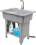 Freestanding Utility Sink with Faucet & Washboard by Unknown