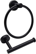 2pcs Matte Black Toilet Paper Holder and Towel Ring Set, Stainless Steel by Mdvora