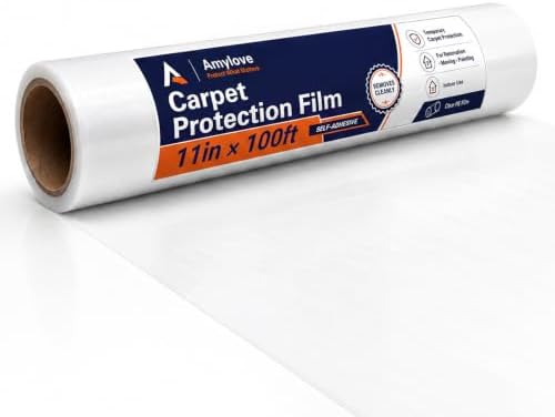 Amylove 11 Inch X 100 ft” Carpet Plastic Protection Film, Transparent by Amylove