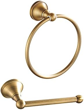 Leyden Antique Brass Toilet Paper Holder Towel Ring, Brass Hand Towel Holder by Leyden