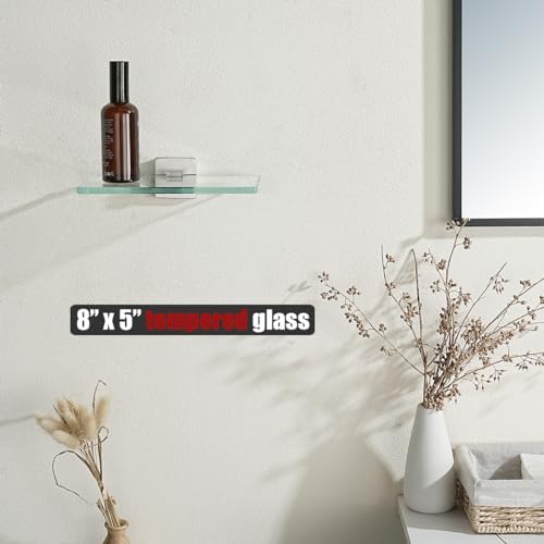 JQK Bathroom Glass Shelf, Tempered Glass Shower Storage 8 by 5 inches, 304 - Image 2