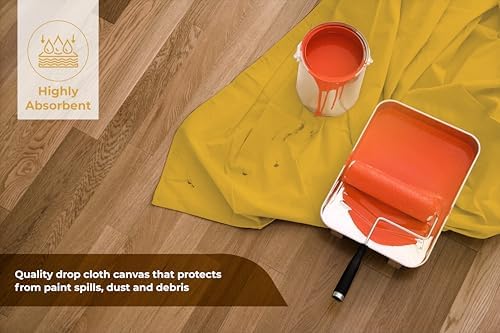 Canvas Drop Cloth for Painting 4x12 feet Pack of 1-8oz Painters Drop Cloths for - Image 2