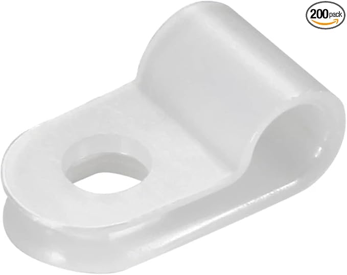 200Pcs White Nylon R-Type Cable Clamps, 3/16" Wire Clips | Nylon durable by Teansic