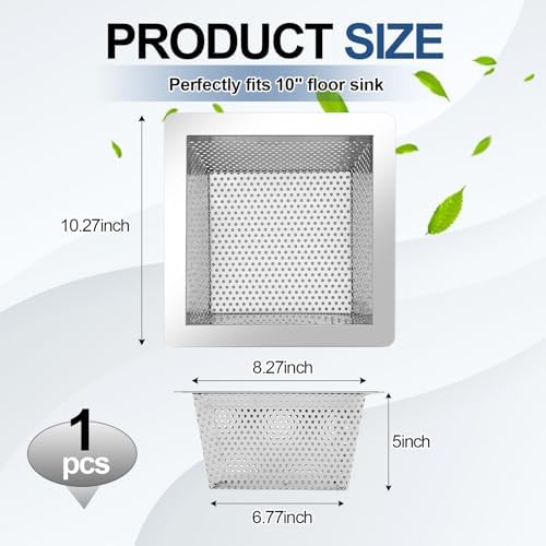 Tuanse 1 Pcs 10 x 10 x 5'' Stainless Steel Commercial Floor Drain Strainer - Image 2