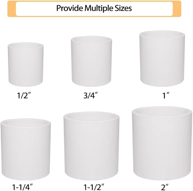 5PCS 2" PVC Pipe Coupling Slip SCH40 White | Connector Adapter Pipe Fitting - Image 3