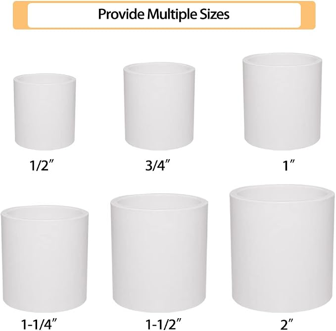 5PCS 1-1/2" PVC Pipe Coupling Slip SCH40 White | Connector Adapter Pipe Fitting - Image 3