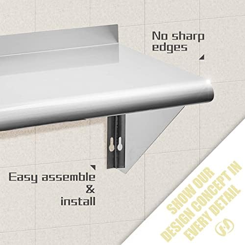 Hally Stainless Steel Shelf 12"x24" NSF Commercial Wall Mount Rack Shelving - Image 4