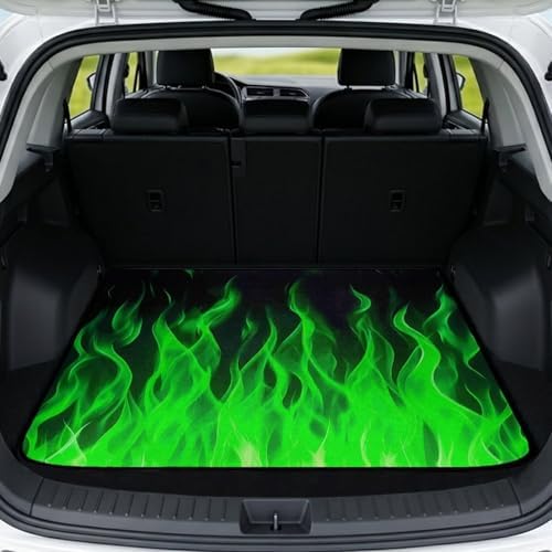 Green Fire Print Outdoor Trunk Mat 29"x39" by Darisoco