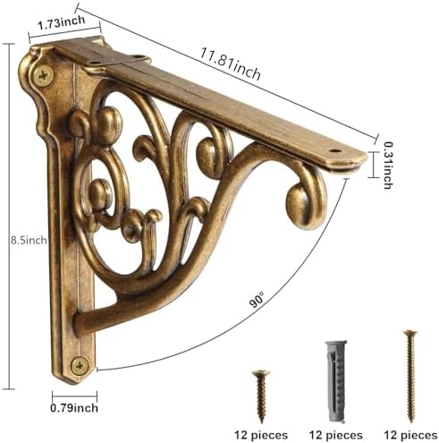 Khtumeware Ornate Decorative Shelf Brackets, 12 inch Big wall Mounted Shelving - Image 2
