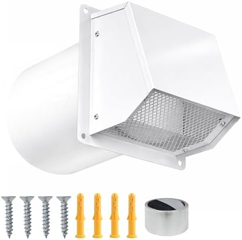 8 Inch Dryer Vent Cover Outside, Galvanized Steel Exterior Hooded Wall Vent by Unknown