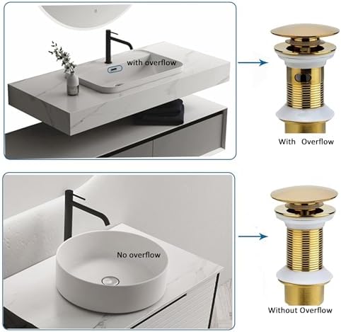 Rockgoya Bathroom Sink Drain, 5 Pack Gold Drain Stopper Bathroom Sink Without - Image 4